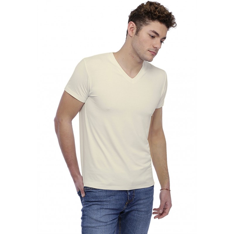 T-shirt col V bande rapportée manches courtes en modal WILL T-shirt col V bande rapportée manches courtes en modal WILL