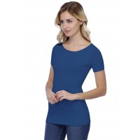 T-shirt col bateau doublé devant manches courtes en modal DORIS03