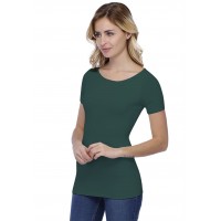 T-shirt col bateau doublé devant manches courtes en modal DORIS03