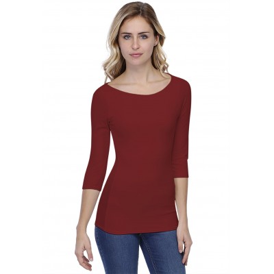T-shirt col bateau doublé devant manches 3-4 en modal DORIS04