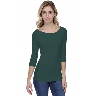 T-shirt col bateau doublé devant manches 3-4 en modal DORIS04
