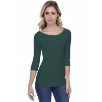 T-shirt col bateau doublé devant manches 3-4 en modal DORIS04