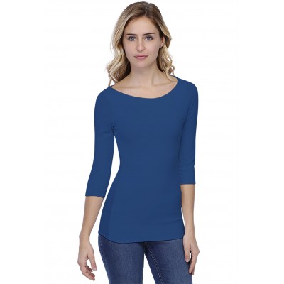 T-shirt col bateau doublé devant manches 3-4 en modal DORIS04