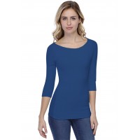 T-shirt col bateau doublé devant manches 3-4 en modal DORIS04