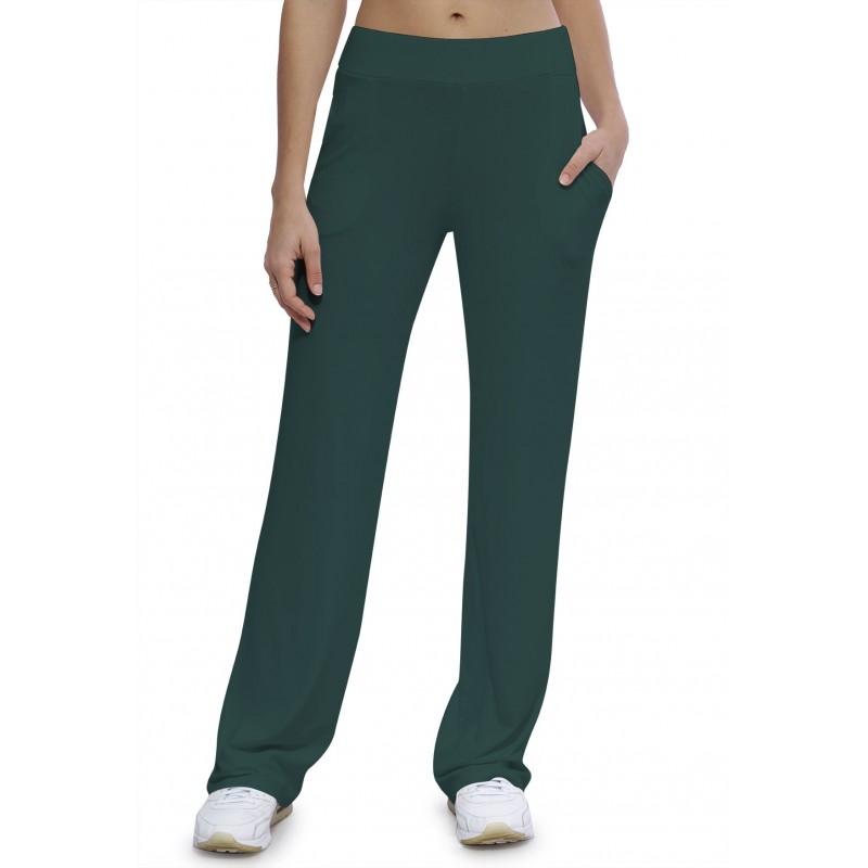 Pantalon coupe droite taille élastique avec poches en maille modal ALINA Pantalon coupe droite taille élastique avec poches en maille modal ALINA