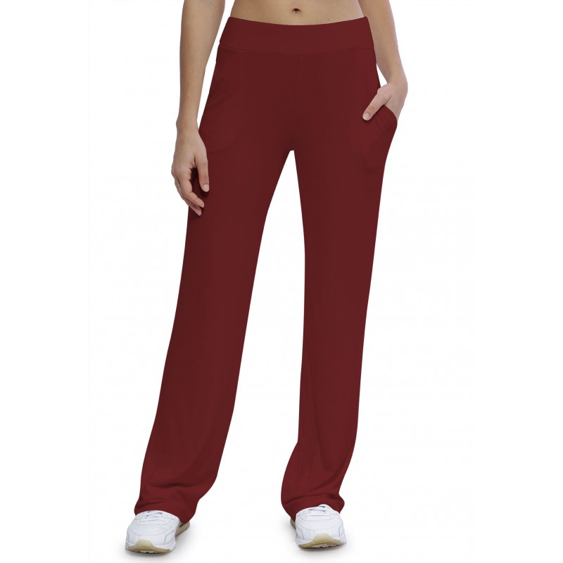 Pantalon coupe droite taille élastique avec poches en maille modal ALINA Pantalon coupe droite taille élastique avec poches en maille modal ALINA