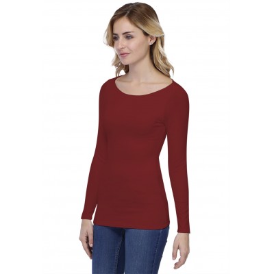 T-shirt col bateau doublé devant manches longues en modal DORIS05