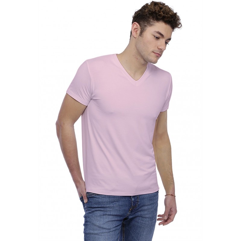 T-shirt col V bande rapportée manches courtes en modal WILL T-shirt col V bande rapportée manches courtes en modal WILL