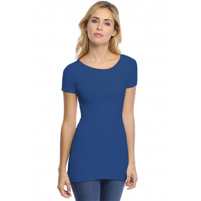 T-shirt long col bateau doublé devant manches courtes DORIS