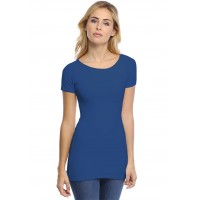 T-shirt long col bateau doublé devant manches courtes DORIS
