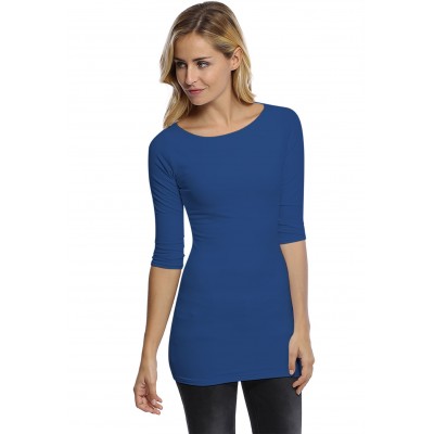 T-shirt long col bateau doublé devant manches 3-4 DORIS