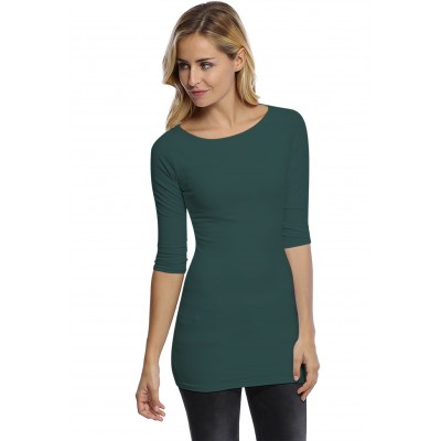 T-shirt long col bateau doublé devant manches 3-4 DORIS