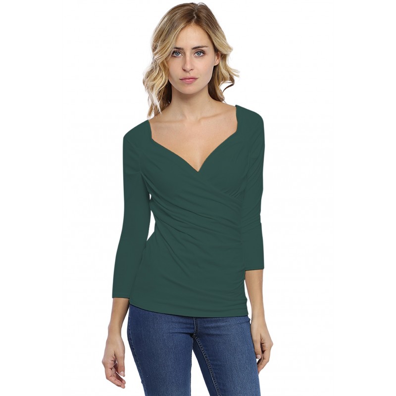 T-shirt cache-coeur manches 3-4 en modal GERRY02 T-shirt cache-coeur manches 3-4 en modal GERRY02