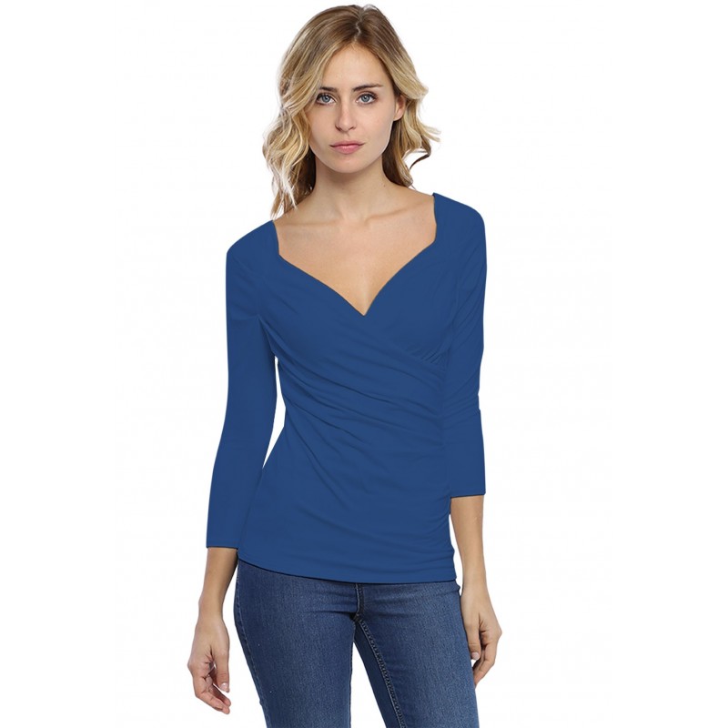 T-shirt cache-coeur manches 3-4 en modal GERRY02 T-shirt cache-coeur manches 3-4 en modal GERRY02