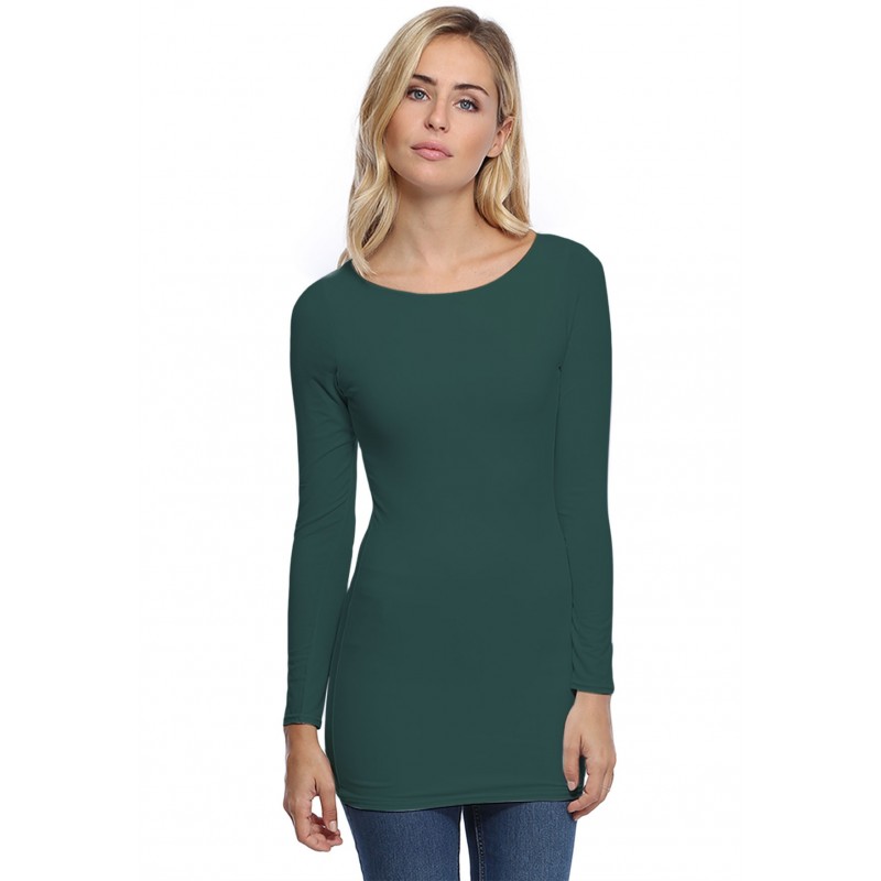 T-shirt long col bateau doublé devant DORIS T-shirt long col bateau doublé devant DORIS