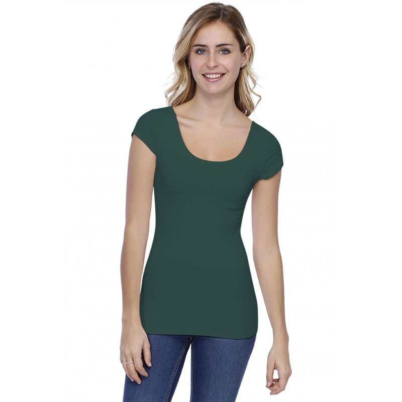 T-shirt col danseuse manches courtes capes en modal ROXANE02 T-shirt col danseuse manches courtes capes en modal ROXANE02