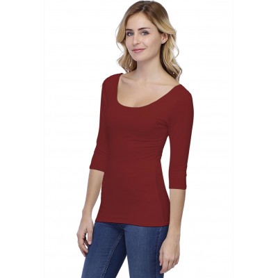 T-shirt col danseuse manches 3-4 en modal ROXANE04