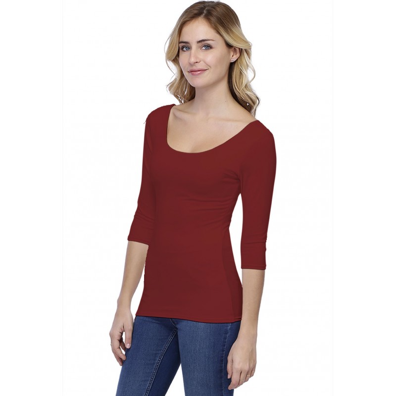 T-shirt col danseuse manches 3-4 en modal ROXANE04 T-shirt col danseuse manches 3-4 en modal ROXANE04