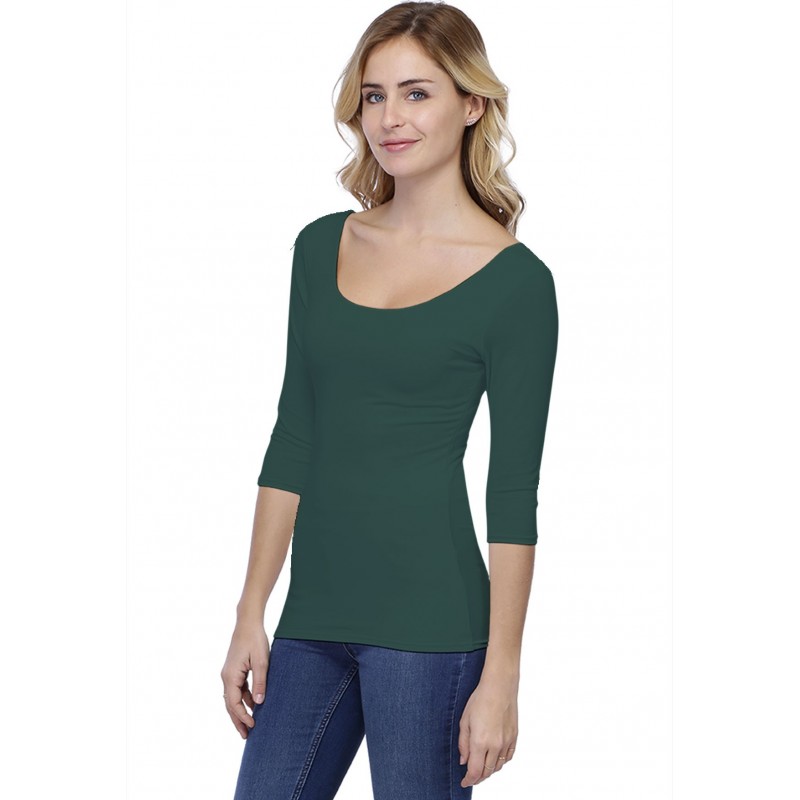 T-shirt col danseuse manches 3-4 en modal ROXANE04 T-shirt col danseuse manches 3-4 en modal ROXANE04