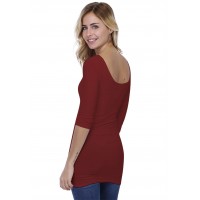 T-shirt long col danseuse manches 3-4 en modal ROXANE09