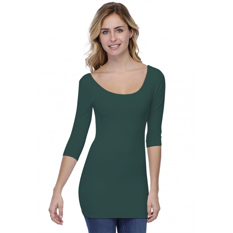 T-shirt long col danseuse manches 3-4 en modal ROXANE09 T-shirt long col danseuse manches 3-4 en modal ROXANE09