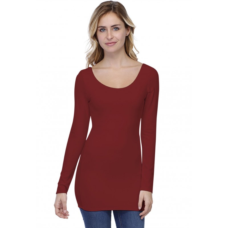 T-shirt long col danseuse manches longues en modal ROXANE10 T-shirt long col danseuse manches longues en modal ROXANE10