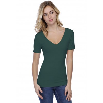 T-shirt col V doublé devant et derrière manches courtes en modal VIVI03