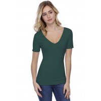 T-shirt col V doublé devant et derrière manches courtes en modal VIVI03