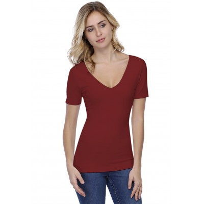 T-shirt col V doublé devant et derrière manches courtes en modal VIVI03