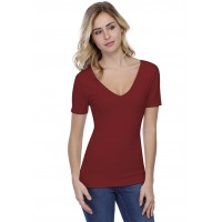 T-shirt col V doublé devant et derrière manches courtes en modal VIVI03