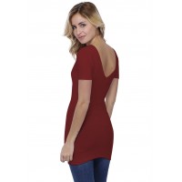 T-shirt long col V doublé manches courtes en modal VIVI08