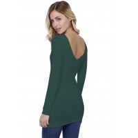 T-shirt long col V devant et dos manches longues en modal VIVI10