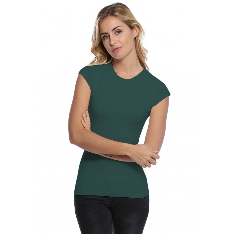 T-shirt ras du cou doublé devant manches courtes capes en modal KATIA02 T-shirt ras du cou doublé devant manches courtes capes en modal KATIA02