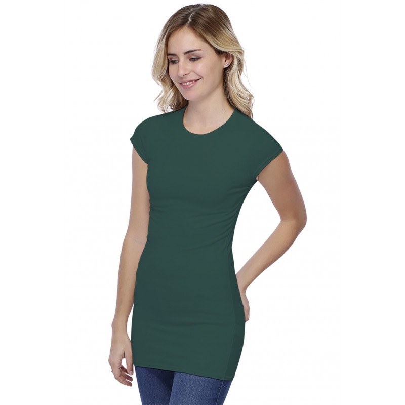 T-shirt long ras du cou doublé devant manches courtes capes en modal KATIA07 T-shirt long ras du cou doublé devant manches courtes capes en modal KATIA07