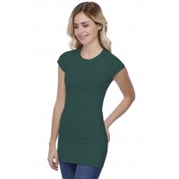 T-shirt long ras du cou doublé devant manches courtes capes en modal KATIA07