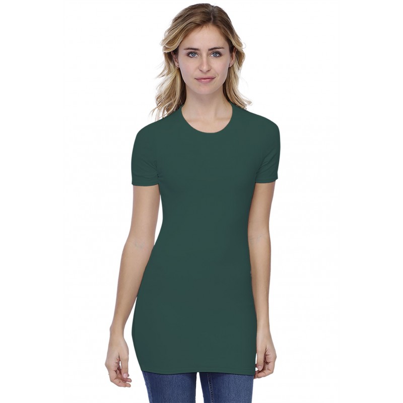T-shirt long ras du cou doublé devant manches courtes en modal KATIA08 T-shirt long ras du cou doublé devant manches courtes en modal KATIA08