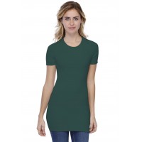 T-shirt long ras du cou doublé devant manches courtes en modal KATIA08