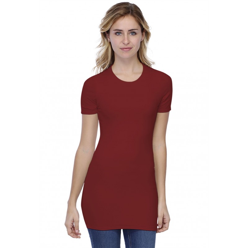 T-shirt long ras du cou doublé devant manches courtes en modal KATIA08 T-shirt long ras du cou doublé devant manches courtes en modal KATIA08