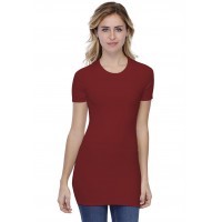 T-shirt long ras du cou doublé devant manches courtes en modal KATIA08
