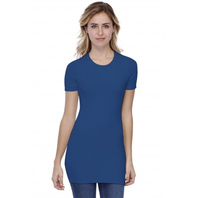 T-shirt long ras du cou doublé devant manches courtes en modal KATIA08