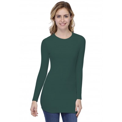 T-shirt long ras de cou doublé devant manches longues en modal KATIA10