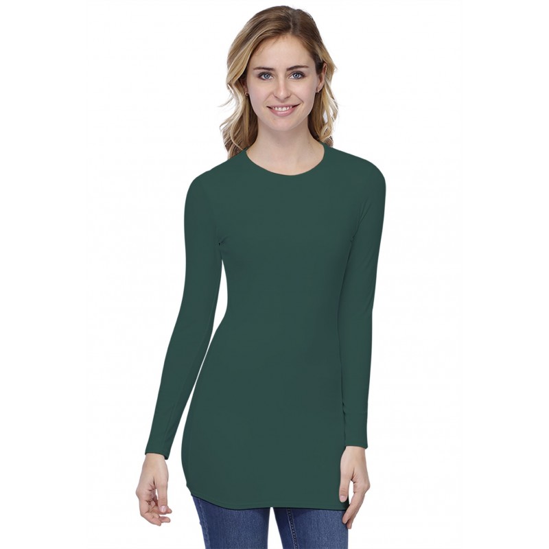 T-shirt long ras de cou doublé devant manches longues en modal KATIA10 T-shirt long ras de cou doublé devant manches longues en modal KATIA10