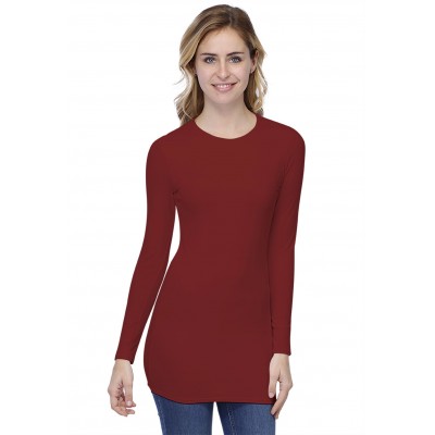 T-shirt long ras de cou doublé devant manches longues en modal KATIA10