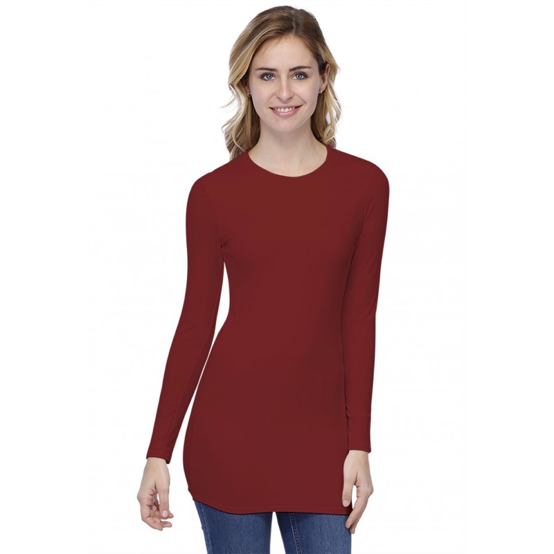 T-shirt long ras de cou doublé devant manches longues en modal KATIA10 T-shirt long ras de cou doublé devant manches longues en modal KATIA10