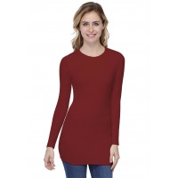T-shirt long ras de cou doublé devant manches longues en modal KATIA10
