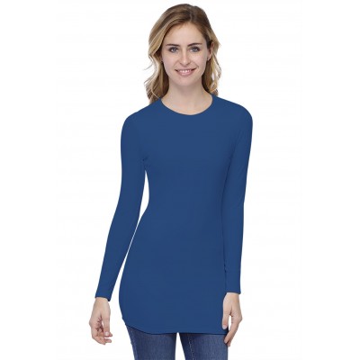T-shirt long ras de cou doublé devant manches longues en modal KATIA10
