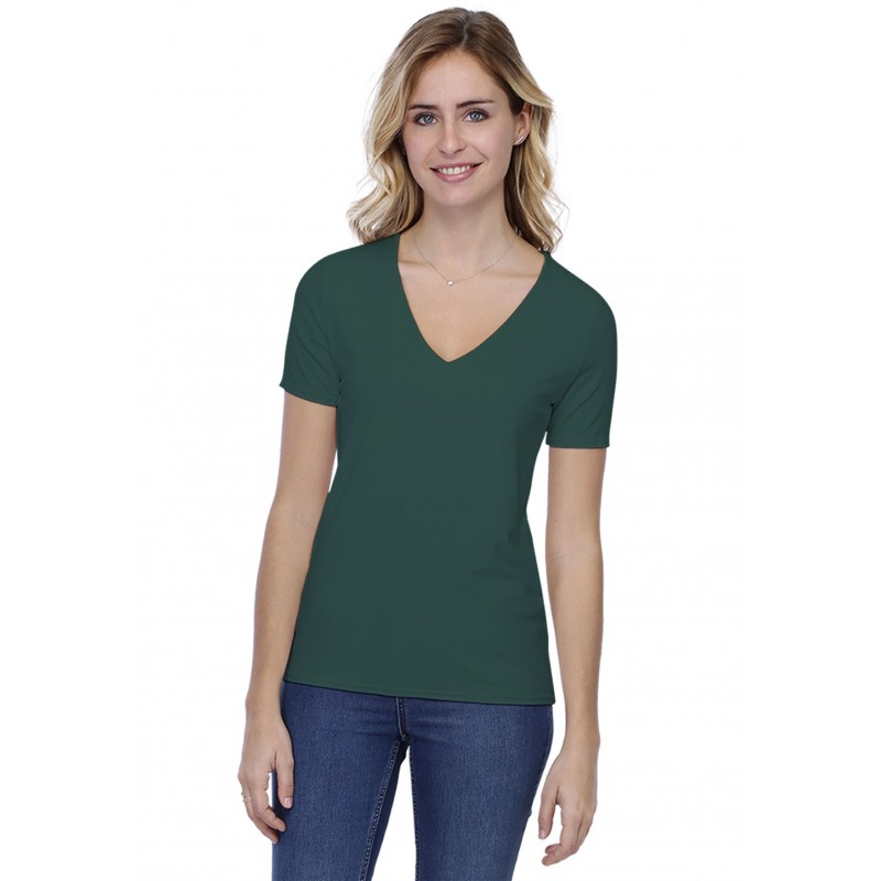 T-shirt coupe droite col V doublé devant manches courtes en modal BAY03 T-shirt coupe droite col V doublé devant manches courtes en modal BAY03