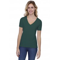 T-shirt coupe droite col V doublé devant manches courtes en modal BAY03