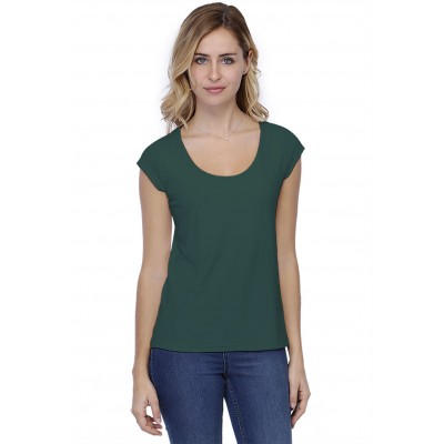 T-shirt coupe droite col rond doublé devant manches capes BIKI02