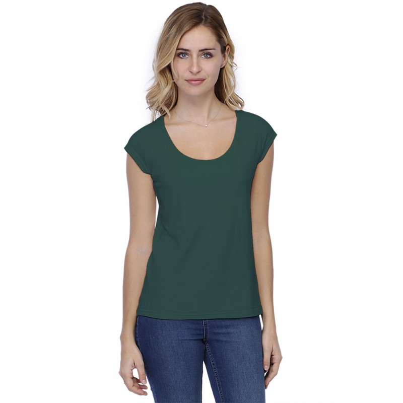 T-shirt coupe droite col rond doublé devant manches capes BIKI02 T-shirt coupe droite col rond doublé devant manches capes BIKI02